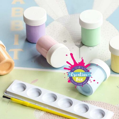 Témperas para Niños - Paleta con 6 Colores 25 ml - Incluye Pincel - Témpera  Lavable y Libre de Tóxicos - Para Diferentes Superficies - Témperas con
