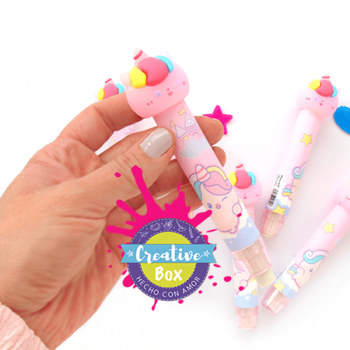 Borrador Kawaii retractil rosa