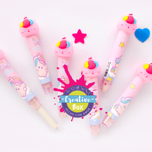 Borrador Kawaii retractil rosa