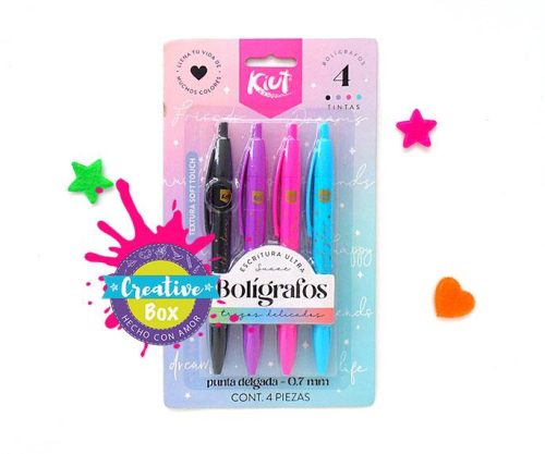 Set 4 Bolígrafos de Colores - Arma tu Box Niñas de a 8 a 12 años | Creative Box Colombia
