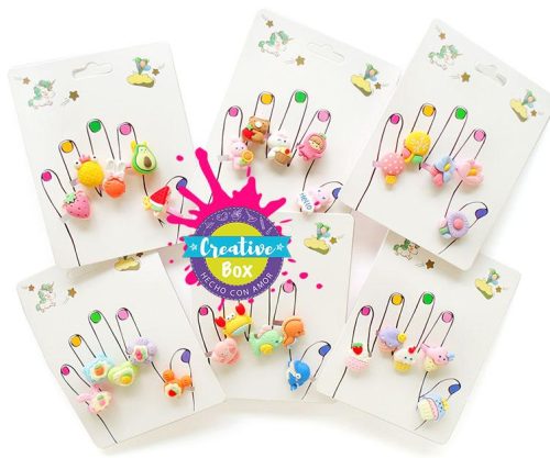 Pack 5 anillos Kawaii - Arma tu Box Niñas de 4 a 7 años | Creative Box Colombia