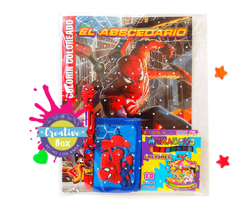 Spiderman Coloring Bag detalle contenido y actividades | Arma tu Box de Regalo