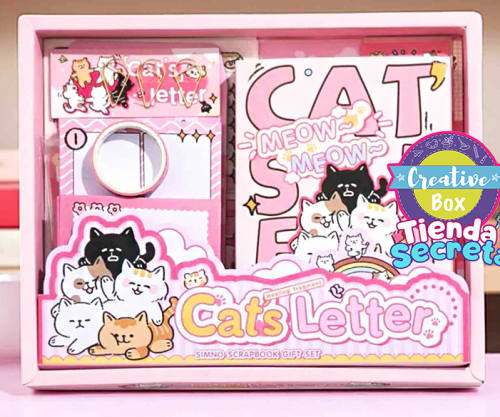Kit Scrapbooking Gatos - Arma tu Box Niñas de 4 a 7 años | Creative Box Colombia