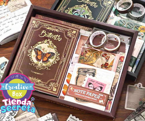 Kit Scrapbooking Mariposas - Arma tu Box Niñas de a 8 a 12 años | Creative Box Colombia