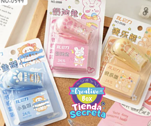 Cosedora Mini Huella con Ganchos - Kawaii | Creative Box Colombia