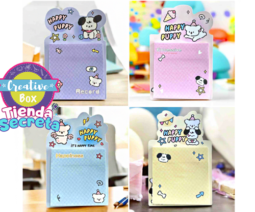 Noticas Adhesivas Happy Puppy - Arma tu Box Niñas de a 8 a 12 años | Creative Box Colombia