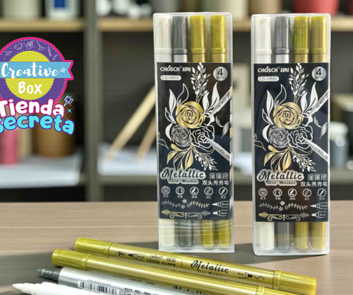 Marcadores Metálicos x 4 - Arma tu Box Niñas de a 8 a 12 años | Creative Box Colombia