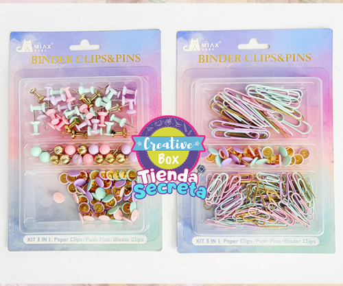 Estuche Clips y/o Chinches Pastel - Papelería para Niños | Creative Box Colombia