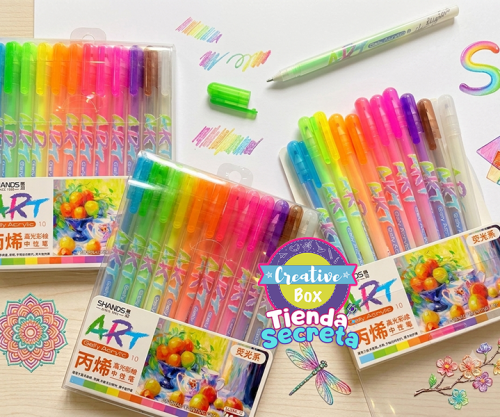 Bolígrafos Gel Acrílico - Arma tu Box Niñas de a 8 a 12 años | Creative Box Colombia
