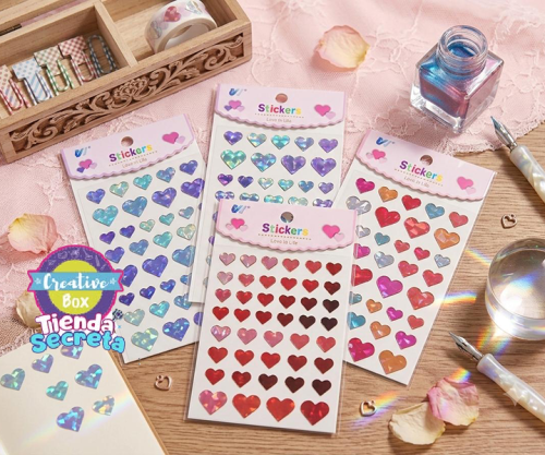 Lámina de stickers Corazones - Arma tu Box Niñas de 4 a 7 años | Creative Box Colombia